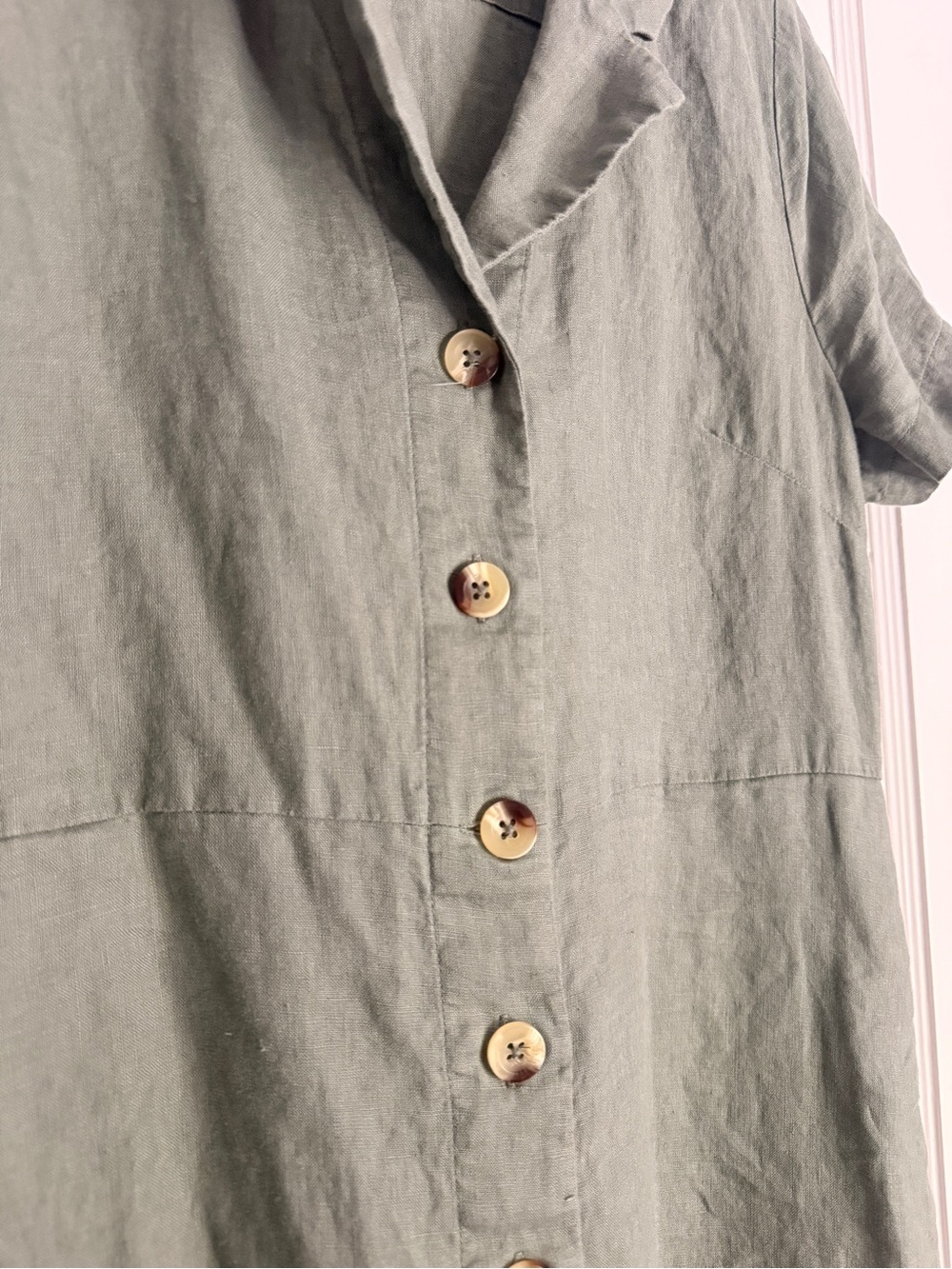 Quince 100% European Linen Button-Front Midi Dress - Picture 3 of 11